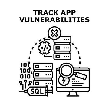 Tracking application vulnerabilities and cyber security threats Illustrazione stock