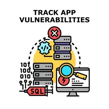 Tracking application vulnerabilities and cyber security threats Stock Illustration