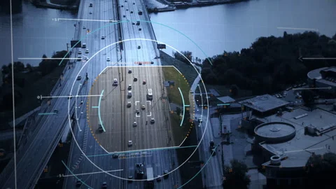 Tracking Automobile Target On Bridge Using Target Surveillance Technology Stock Footage 277633735