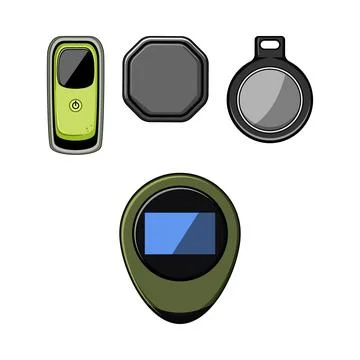 Tracking beacons set vector with gps devices locating Stock Illustration