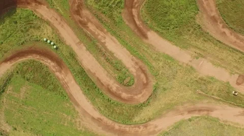 Tracking birds eye view drone shot of quad bikes / off road vehicle Stock Footage 58480264