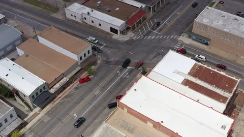 Tracking a black pickup through downtown, Navasota, Texas, USA Stock Footage 129220534