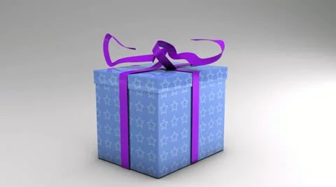 Tracking into blue gift box with 2 alpha channels 스톡 동영상 22038356