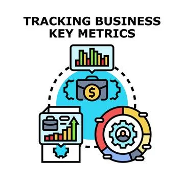 Tracking business key metrics for performance analysing Stock Illustration