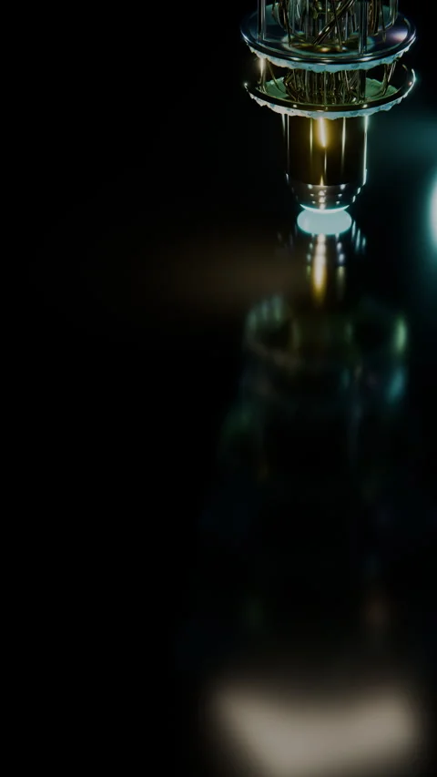 Tracking Camera Past Frosted Cryogenic Stage, Vertical 9:16 4K Stock Footage 345541845