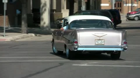 Tracking Classic Car Driving Video stock 12615193