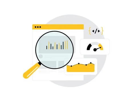 Tracking code in web analytics. Monitoring user behavior, speed test, collecting 스톡 일러스트