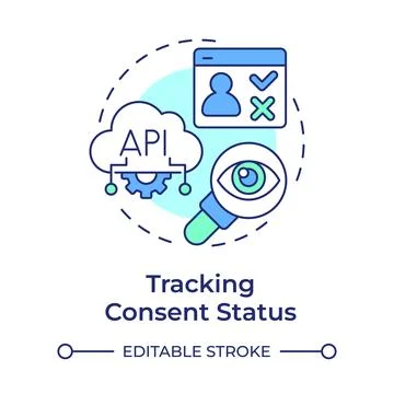 Tracking consent status multi color concept icon Stock Illustration