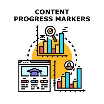 Tracking content progress markers in online education metrics Stock Illustration