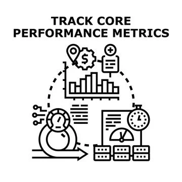 Tracking core performance metrics analytics and business strategy Stock Illustration