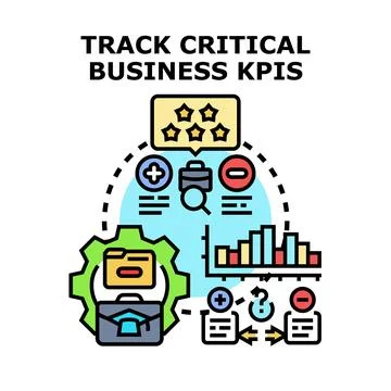 Tracking critical business key performance indicators concept Stock Illustration