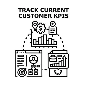 Tracking current customer kpis for business analytics and growth Stock Illustration