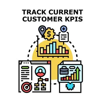 Tracking current customer kpis for business analytics and growth 스톡 일러스트