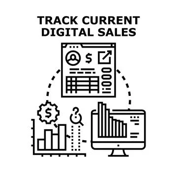 Tracking current digital sales data and analytics Stock Illustration