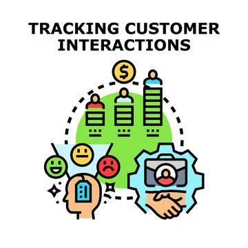 Tracking customer interactions analyzing data for customer experience Stock Illustration