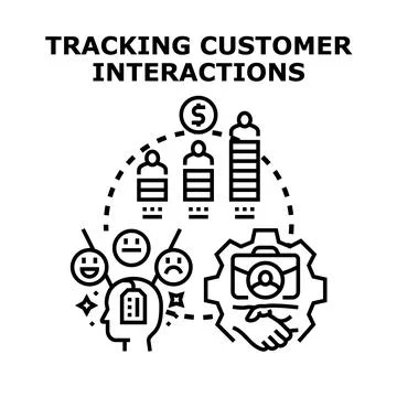 Tracking customer interactions analyzing data for customer experience Stock Illustration