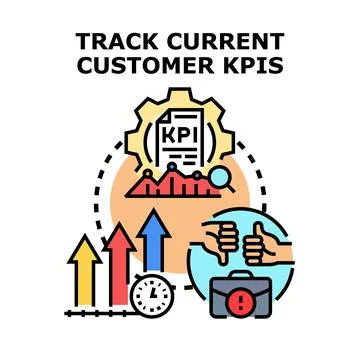 Tracking customer key performance indicators process Stock Illustration
