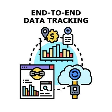 Tracking data end to end for business analytics and management Stock Illustration