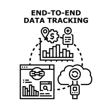Tracking data end to end for business analytics and management Stock Illustration