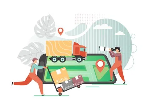 Tracking delivery, vector flat style design illustration Illustrazione stock