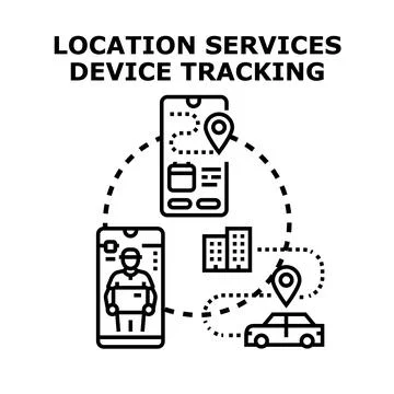 Tracking device location with digital services concept Ilustração Stock