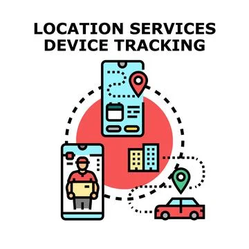 Tracking device location with digital services concept Stock Illustration