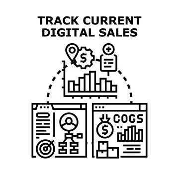 Tracking digital sales performance analytics and business metrics Stock Illustration