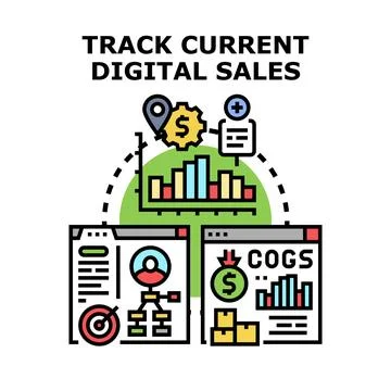 Tracking digital sales performance analytics and business metrics Stock Illustration
