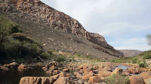 Tracking dolly shot of a mountain stream in Cederberg, South Africa Stock Footage 55452331