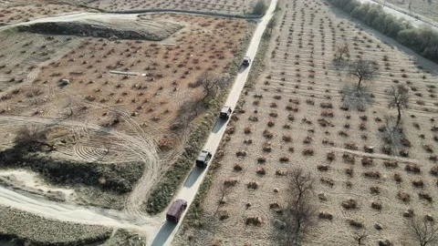 Tracking Drone 4K 4X4 SUV Tour Driving On Off-Road and Dirt In Cappadocia Stock Footage 169460627