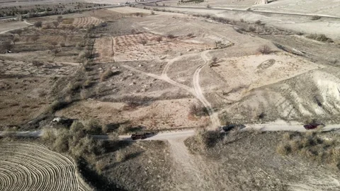Tracking Drone 4K 4X4 SUV Tour Driving On Off-Road and Dirt In Cappadocia Stock Footage 169460637
