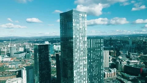 Tracking Drone Footage of Deansgate Square Skyscrapers, Manchester 2 動画素材 234999742
