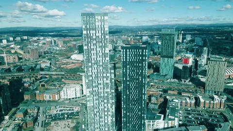 Tracking Drone Footage of Deansgate Square Skyscrapers, Manchester 5 動画素材 234999938