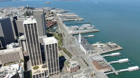 Tracking drone shot of Ferry Building - San Francisco Stock Footage 127727447