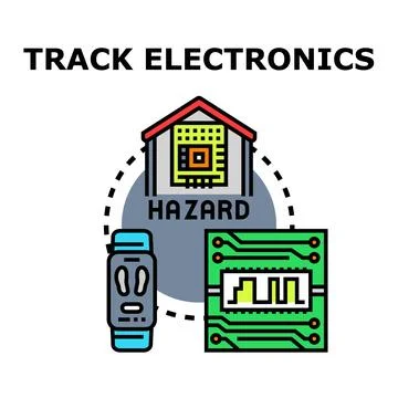 Tracking electronics and digital hazard concept Stock Illustration