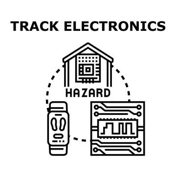 Tracking electronics and digital hazard concept Stock Illustration