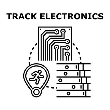 Tracking electronics and human activity data Stock Illustration