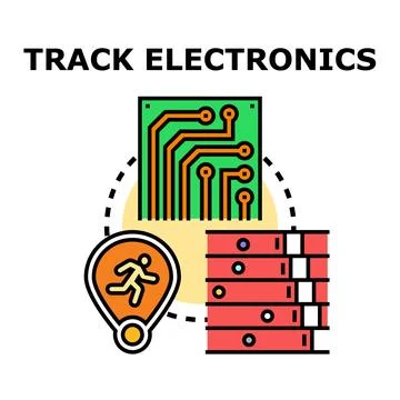 Tracking electronics and human activity data Stock Illustration
