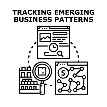 Tracking emerging business patterns data analytics Stock Illustration