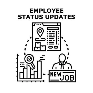 Tracking employee status updates and new job progress イラスト素材