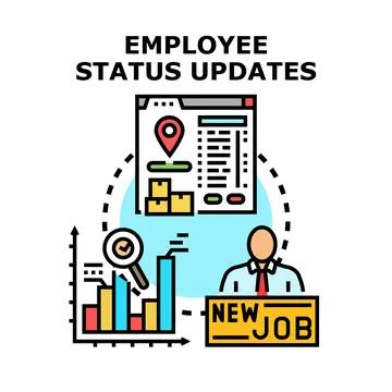 Tracking employee status updates and new job progress Stock Illustration