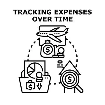 Tracking expenses over time for financial management Ilustração Stock