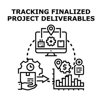 Tracking finalized project deliverables progress management concept Stock Illustration