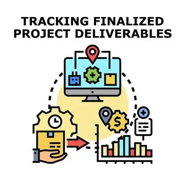 Tracking finalized project deliverables progress management concept Stock Illustration
