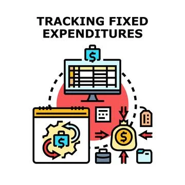Tracking fixed expenditures financial planning concept illustration Stock Illustration