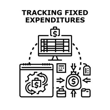 Tracking fixed expenditures financial planning concept illustration Stock Illustration