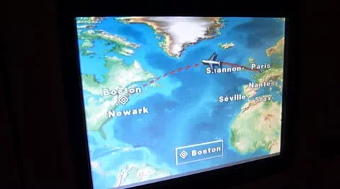 Tracking Flight From Paris to Boston Stock Footage 11882867