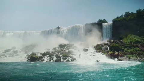 Tracking full shot of Niagara Falls in 4K Stock Footage 121551231