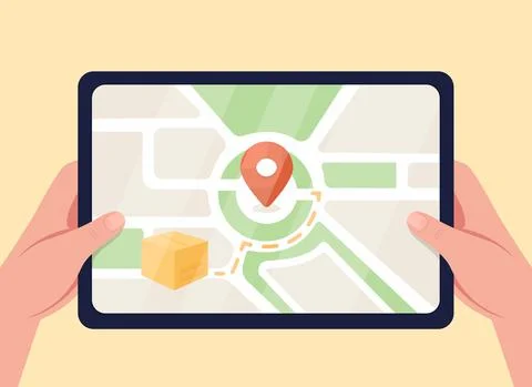 Tracking GPS flat color vector illustration Stockillustratie