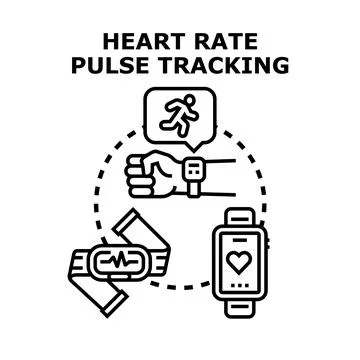 Tracking heart rate pulse with smart wearable devices Stock Illustration